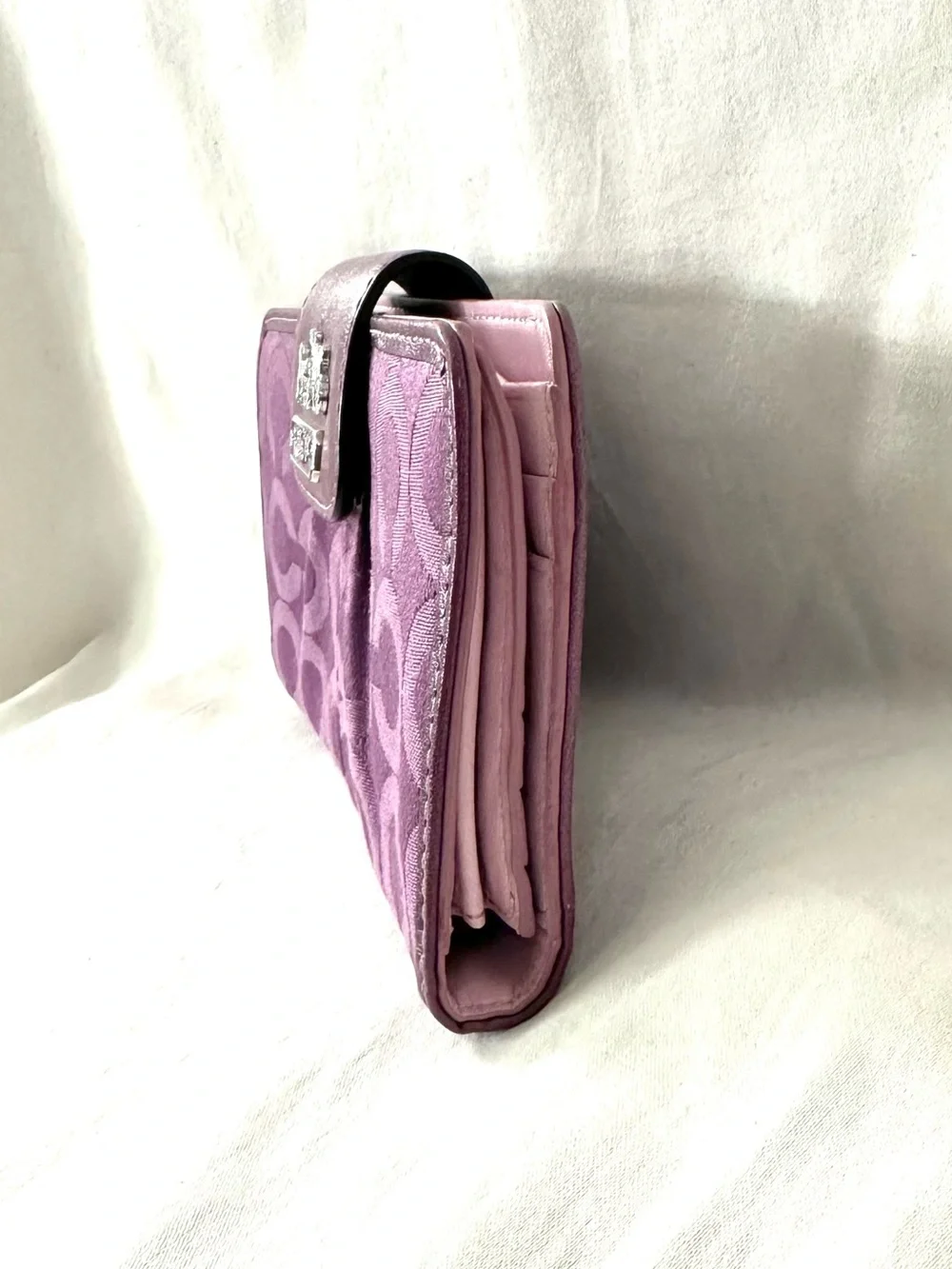Coach Madison Op Art Slim Envelope Signature Logo Sateen Pleated 41985